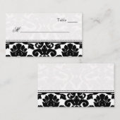 Zwart-wit Damast Place Cards Plaatskaartje (Voorkant / Achterkant)