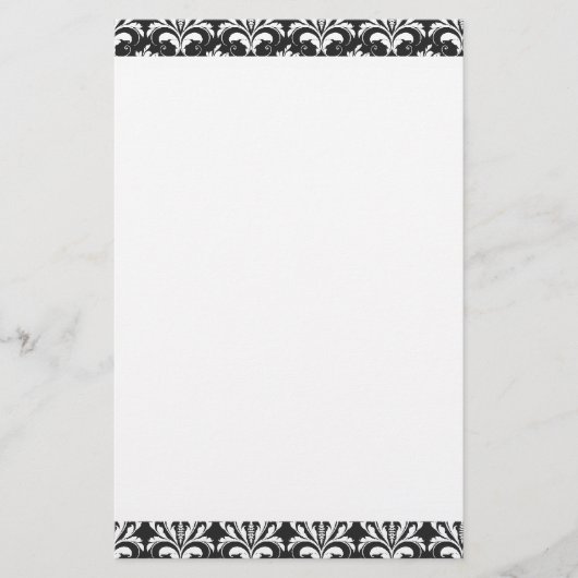 Zwart-wit Damast Plain Stationery Briefpapier (Voorkant)