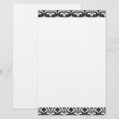 Zwart-wit Damast Plain Stationery Briefpapier (Voorkant / Achterkant)