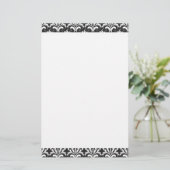 Zwart-wit Damast Plain Stationery Briefpapier (Staand voorkant)