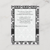 Zwart-wit Damast Receptie Kaart (Achterkant)