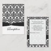 Zwart-wit Damast Receptie Kaart (Voorkant / Achterkant)