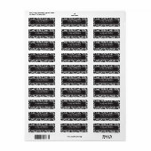 Zwart-wit damast retouradreslabels etiket (Full Sheet)