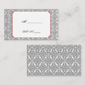 Zwart-wit Damast Rode trouwplaats kaarten Plaatskaartje (Voorkant / Achterkant)