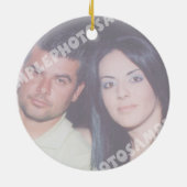 Zwart wit damast rood hart trouw Save the Date Keramisch Ornament (Achterkant)