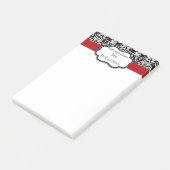 Zwart/Wit Damast Rood Lint Leraar/Vrouwen Post-it® Notes (Schuin)