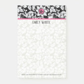 Zwart-wit Damast roze bloem Post-it® Notes (Voorkant)