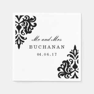 zwart-wit damast servet