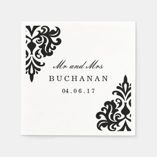  zwart-wit damast servet (Voorkant)