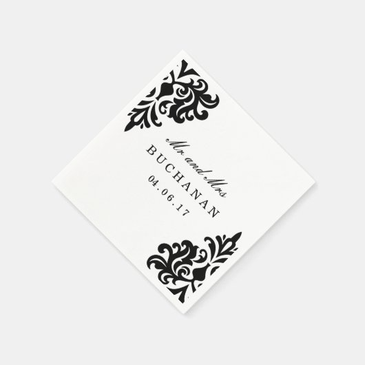  zwart-wit damast servet (Hoek)