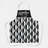Zwart-wit  Damast Strepen Oma Est Schort (Voorkant)