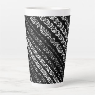 Zwart wit damast strepen patroon latte mok