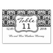 Zwart-wit damast Tafelnummer Plaats kaart (Achterkant)