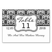Zwart-wit damast Tafelnummer Plaats kaart (Voorkant)