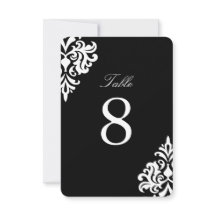 Zwart-wit damast tafelnummerborden