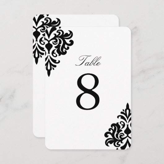 Zwart-wit damast tafelnummers (Voorkant / Achterkant)