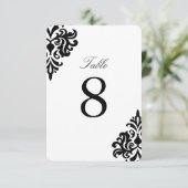 Zwart-wit damast tafelnummers (Staand voorkant)