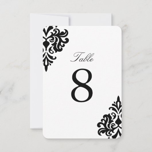 Zwart-wit damast tafelnummers (Achterkant)