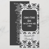 Zwart-wit damast trouwprogramma programmakaart (Voorkant / Achterkant)