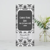 Zwart-wit damast trouwprogramma programmakaart (Staand voorkant)