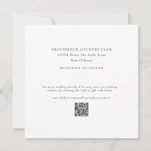 Zwart & Wit Damast Vierkante Bruiloft Kaart (Achterkant)