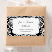 Zwart wit damast waterfles - pas het aan! etiket (Insitu)