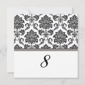 Zwart-wit damasten ontvangsttafelnummer kaart (Voorkant)