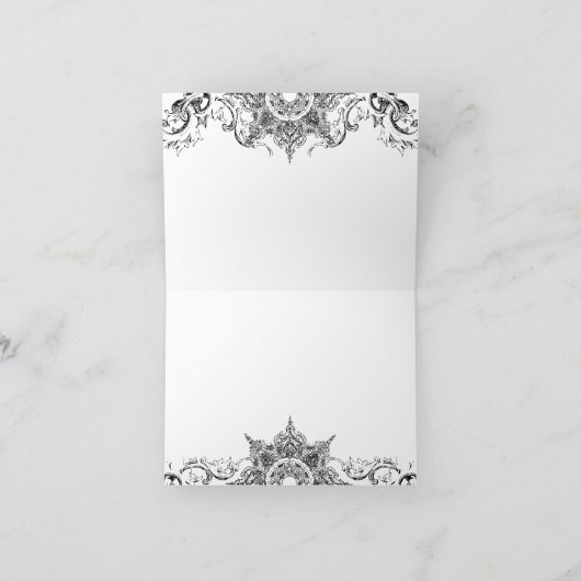 Zwart-wit damasten uitnodiging met spiraal voor br (Binnen)