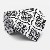 Zwart-wit  damastpatroon stropdas (Opgerold)