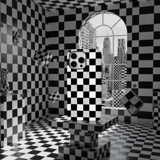  zwart-wit dambord esthetisch Case-Mate iPhone case