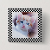 Zwart-wit dambord fotolijst vierkante button 5,1 cm (Voorkant)