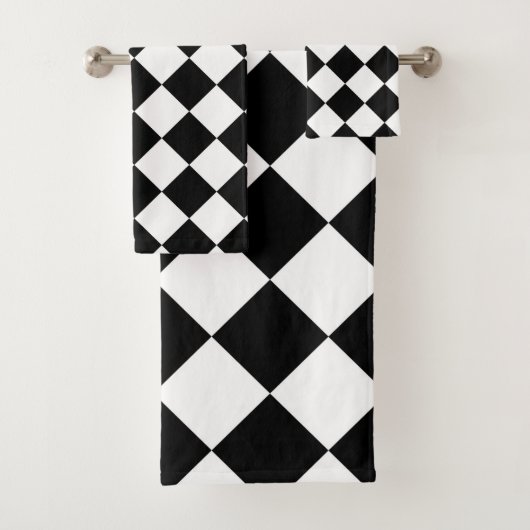Zwart-wit dambord geruit vlag ontwerp bad handdoek (Insitu)