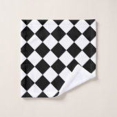 Zwart-wit dambord geruit vlag ontwerp bad handdoek (Wasdoekje)