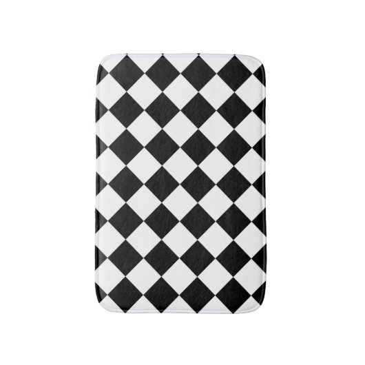 Zwart-wit dambord geruit vlag ontwerp badmat (Voorkant Verticaal)