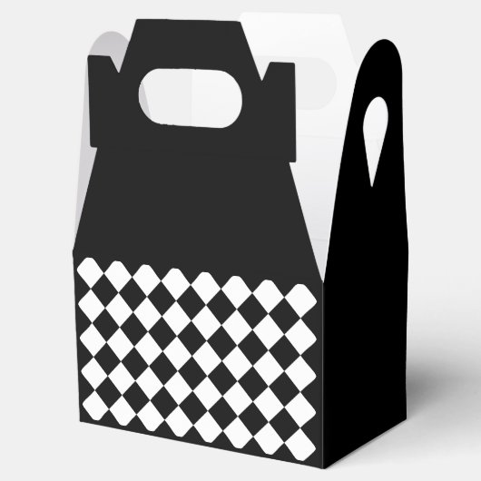 Zwart-wit dambord geruit vlag ontwerp bedankdoosjes (Geopend)