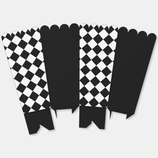 Zwart-wit dambord geruit vlag ontwerp bedankdoosjes (Ongevouwen)