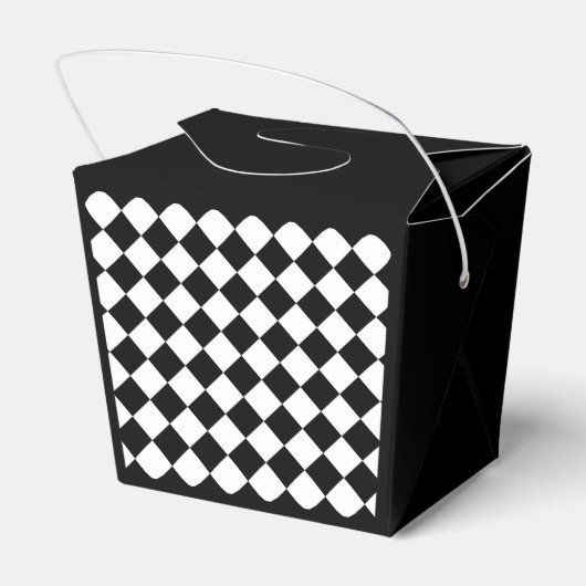 Zwart-wit dambord geruit vlag ontwerp bedankdoosjes (Achterkant)