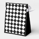 Zwart-wit dambord geruit vlag ontwerp bedankdoosjes (Achterkant)
