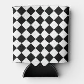 Zwart-wit dambord geruit vlag ontwerp blikjeskoeler (Voorkant)