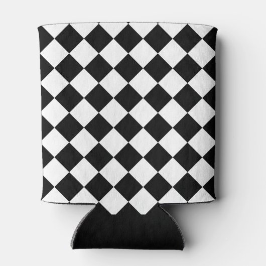 Zwart-wit dambord geruit vlag ontwerp blikjeskoeler (Achterkant)
