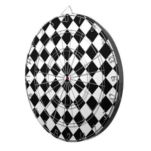Zwart-wit dambord geruit vlag ontwerp dartbord (Voorkant Rechts)