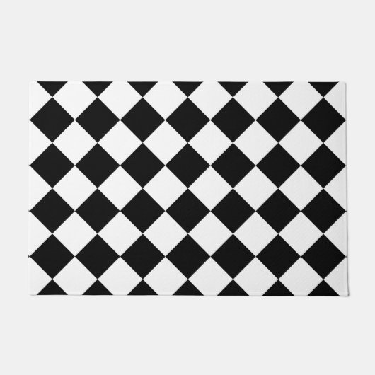 Zwart-wit dambord geruit vlag ontwerp deurmat (Voorkant)