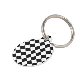 Zwart-wit dambord geruit vlag ontwerp huisdierpenning