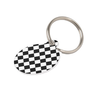 Zwart-wit dambord geruit vlag ontwerp huisdierpenning