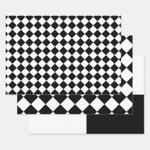 Zwart-wit dambord geruit vlag ontwerp inpakpapier vel