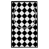Zwart-wit dambord geruit vlag ontwerp klein cadeauzakje (Achterkant)