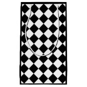 Zwart-wit dambord geruit vlag ontwerp klein cadeauzakje (Voorkant)