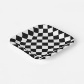 Zwart-wit dambord geruit vlag ontwerp papieren bordje (Gebogen)