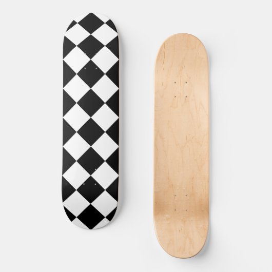 Zwart-wit dambord geruit vlag ontwerp persoonlijk skateboard (Voorkant)