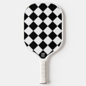 Zwart-wit dambord geruit vlag ontwerp pickleball paddle (Voorkant)